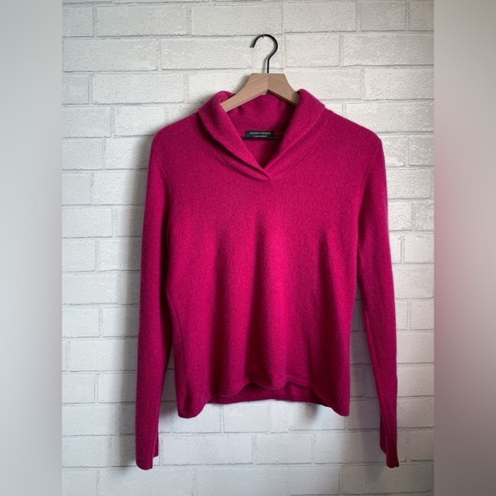 Valerie Stevens 100% Cashmere Women's Fuchsia Pink Cowl Neck Sweater